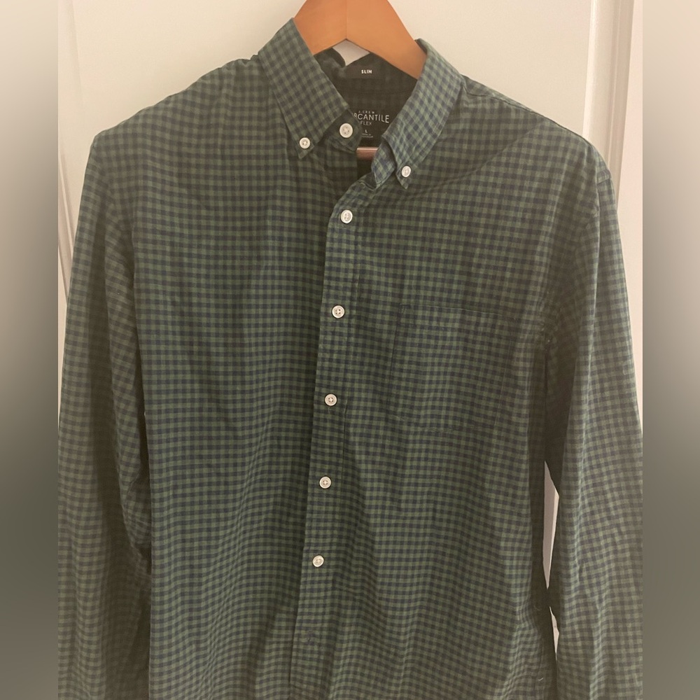 J Crew Green Checkered Men's Shirt